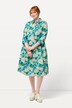 Robe chemisier, fleurs, coupe évasée, manches 3/4