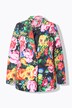 Blazer motif à fleurs, col à revers et doublure contrastante