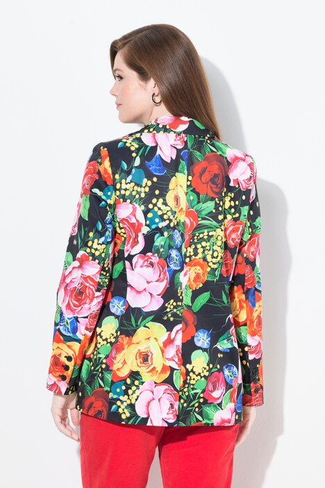 Blazer, motif floral, col à revers, doublure intégrale