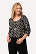 Shirt, cijferpatroon, A-lijn, ronde hals, 3/4-mouwen