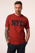 T-shirt JP 1880 à manches courtes, col rond et application NYC, teinture bleu indigo - jusqu'au 8 XL