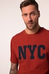 T-shirt JP 1880 à manches courtes, col rond et application NYC, teinture bleu indigo - jusqu'au 8 XL