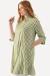 Lang bluse, striper, A-linje, skjortekrage, 3/4-ermer