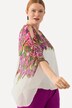 Blouse, bloemen, dubbelgelaagd, ronde hals, halve mouwen
