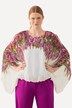Blouse, bloemen, dubbelgelaagd, ronde hals, halve mouwen