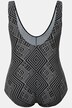 Maillot de bain sans bonnets souples. Décolleté rond, motif ethnique.