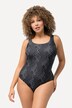 Maillot de bain sans bonnets souples. Décolleté rond, motif ethnique.