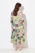 Robe midi avec boutons, col montant et décolleté en V, manches 3/4