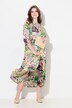 Robe midi avec boutons, col montant et décolleté en V, manches 3/4