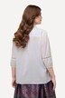 Blouse avec dentelle ajourée, ligne A et décolleté en V, manches 3/4