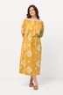 Robe maxi en coton bio, manches courtes, décolleté en V et encolure Carmen