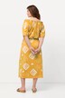 Robe maxi en coton bio, manches courtes, décolleté en V et encolure Carmen