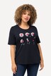 Camiseta, flores, clásica, cuello redondo, media manga