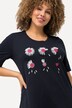 Camiseta, flores, clásica, cuello redondo, media manga