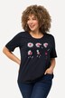 Camiseta, flores, clásica, cuello redondo, media manga