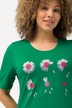 Camiseta, flores, clásica, cuello redondo, media manga
