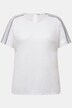 T-shirt, broderi, smock-skuldre, rund hals, korte ærmer
