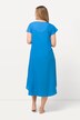 Robe midi, motif lupins, coupe évasée, col V, manches courtes