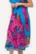 Robe midi, motif lupins, coupe évasée, col V, manches courtes