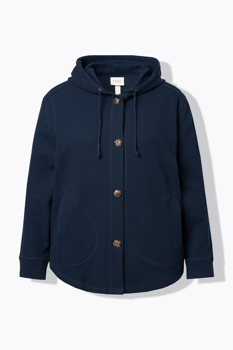 Veste à capuche en molleton de coton bio, texture gaufrée
