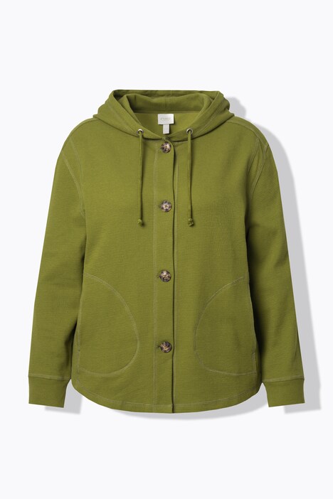 Veste à capuche en molleton de coton bio, texture gaufrée