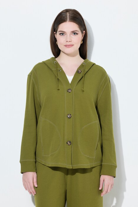 Veste à capuche en molleton de coton bio, texture gaufrée