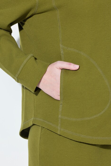 Veste à capuche en molleton de coton bio, texture gaufrée