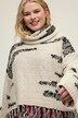Maglione dolcevita dal taglio oversize in maglia jacquard con frange