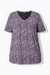 Camiseta, pliegues decorativos, forma en A, cuello de pico, media manga
