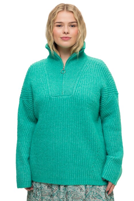 Troyer, svetr, oversize, žebrovaný úplet, troyer límec