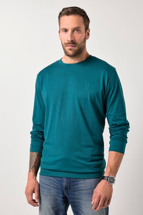 JP1880 Langarmshirt, Bauchfit, Basic, Rundhals, bis 8 XL
