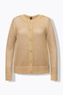 Cardigan, maille ajourée dorée, col rond, patte de boutonnage