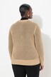 Cardigan, maille ajourée dorée, col rond, patte de boutonnage