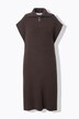 Strick-Kleid, oversized, Troyerkragen, ärmellos, Midilänge