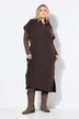 Strick-Kleid, oversized, Troyerkragen, ärmellos, Midilänge