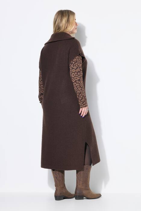 Robe en maille, oversized, col camionneur, sans manches