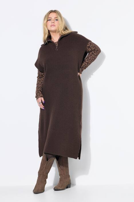 Robe en maille, oversized, col camionneur, sans manches