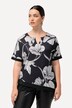 Bluse, blomstermønstret, tunikautringing, korte ermer