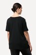 Bluse, blomstermønstret, tunikautringing, korte ermer