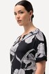 Bluse, blomstermønstret, tunikautringing, korte ermer