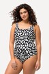 Costume da bagno senza coppe con fantasia leopardata e scollo rotondo