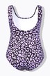 Costume da bagno senza coppe con fantasia leopardata e scollo rotondo