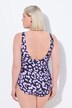 Costume da bagno senza coppe con fantasia leopardata e scollo rotondo