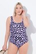 Costume da bagno senza coppe con fantasia leopardata e scollo rotondo