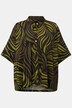 Blouse au tombé fluide, imprimé feuilles de palmier, col chemise et manches courtes