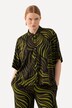 Blouse au tombé fluide, imprimé feuilles de palmier, col chemise et manches courtes