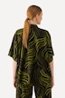 Blouse au tombé fluide, imprimé feuilles de palmier, col chemise et manches courtes