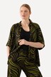 Blouse au tombé fluide, imprimé feuilles de palmier, col chemise et manches courtes