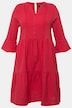 Robe en mousseline, col tunisien et manches 3/4, silhouette en A évasée