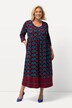 Jersey jurk, bloemen, A-lijn, ronde hals, 3/4-mouwen